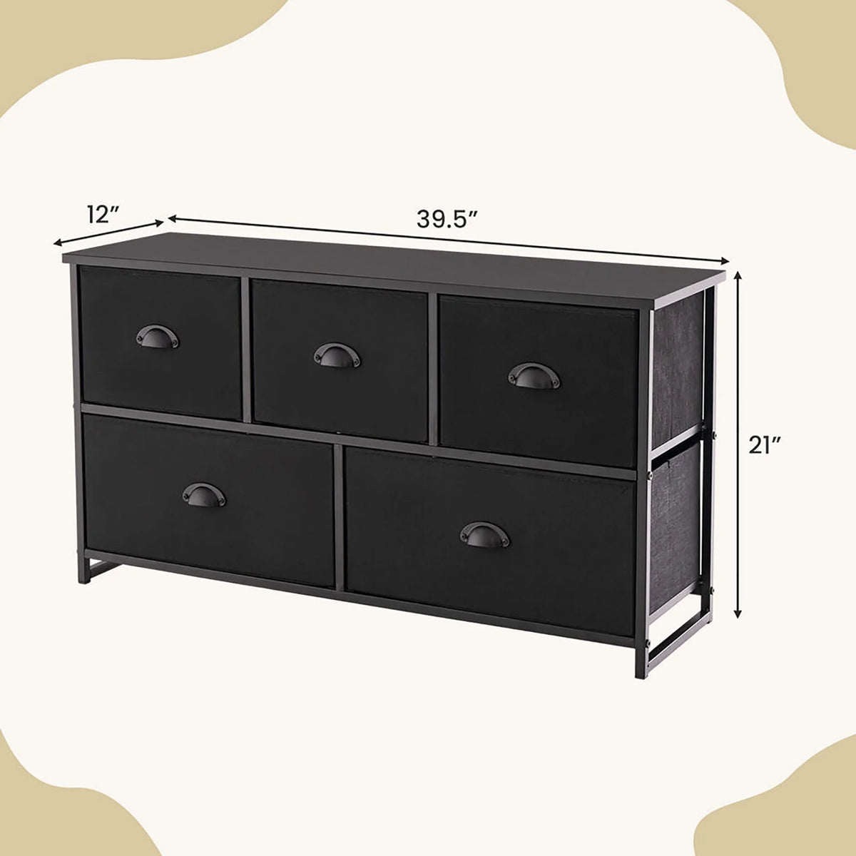5 Drawer Dresser with Fabric Bins Q437818