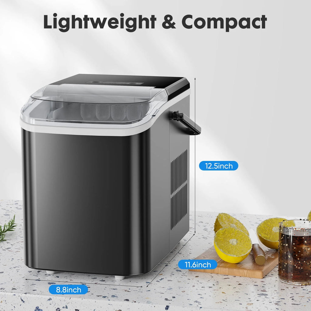 Black Portable Countertop Ice Maker with Handle and Ice Scoop X900815