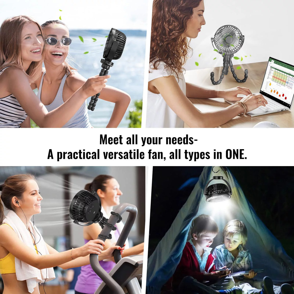 Portable USB Rechargeable Clip Tripod Fan I51599