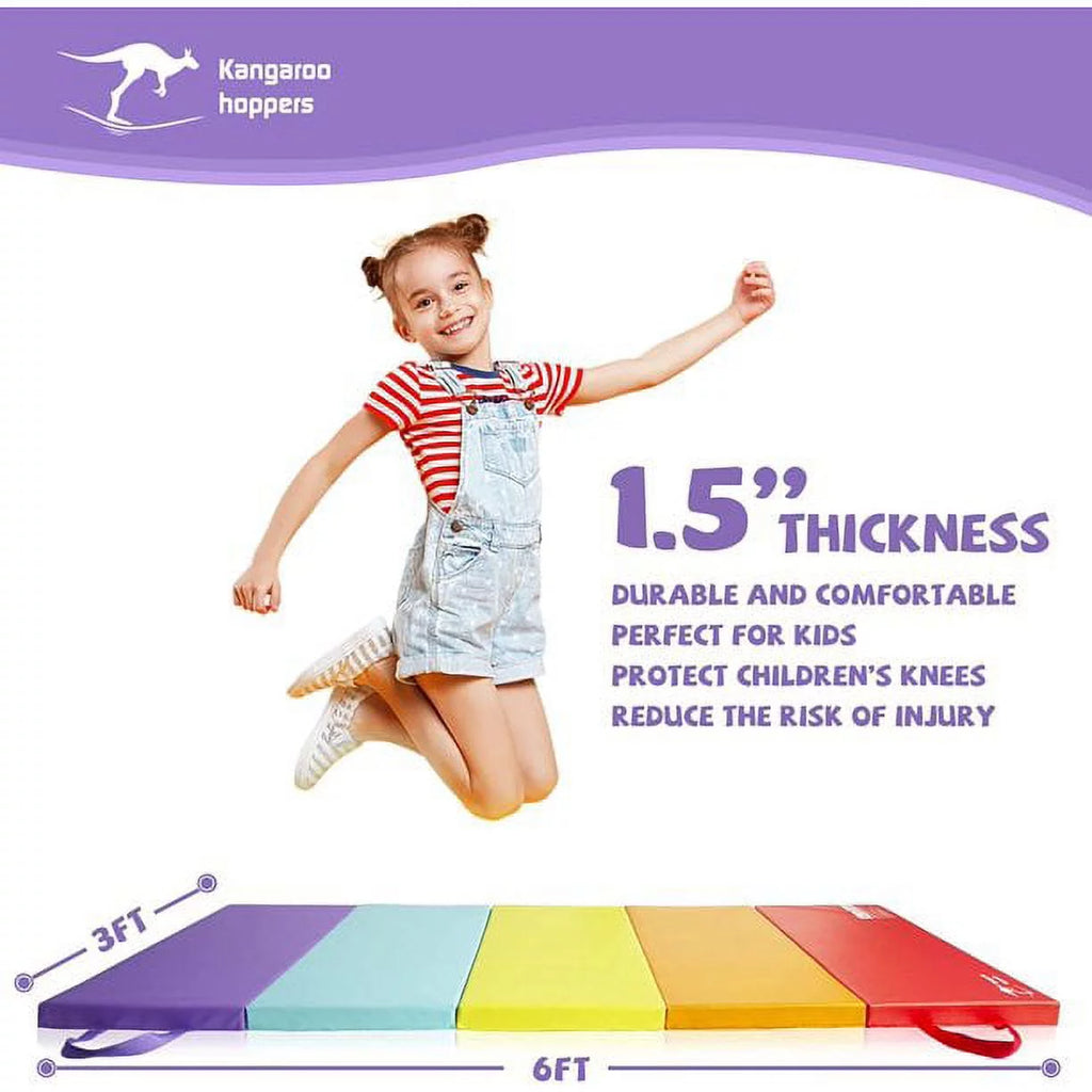 3' x 6' Kids Gymnastics Mat with Carrying Handles C942766