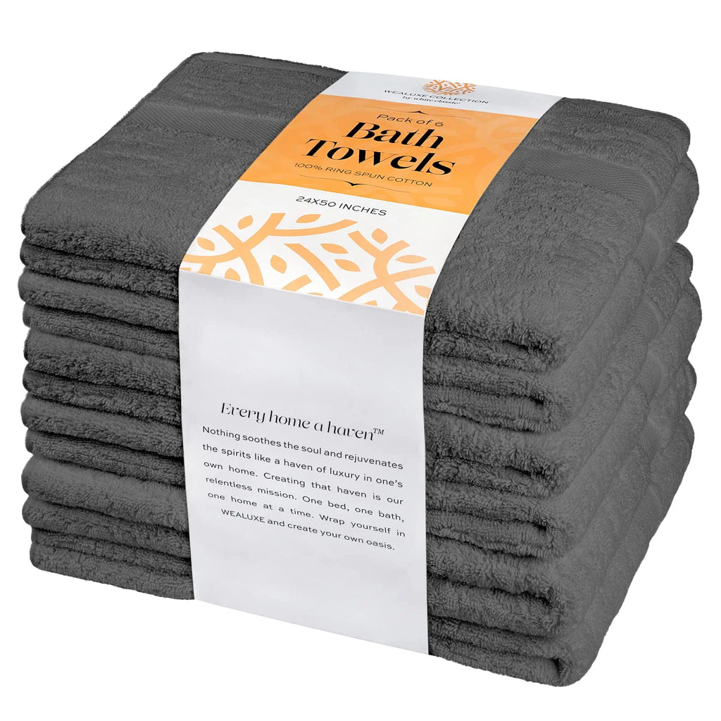 Cotton Bath Towels 24x50 Inch 6 Pack White P26850