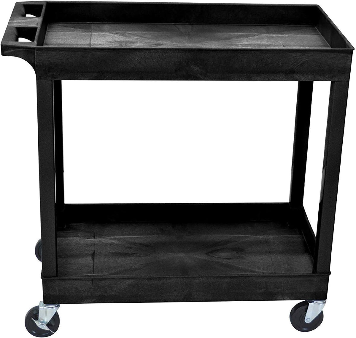 Black 2 Shelf Utility Cart with Push Handle J471