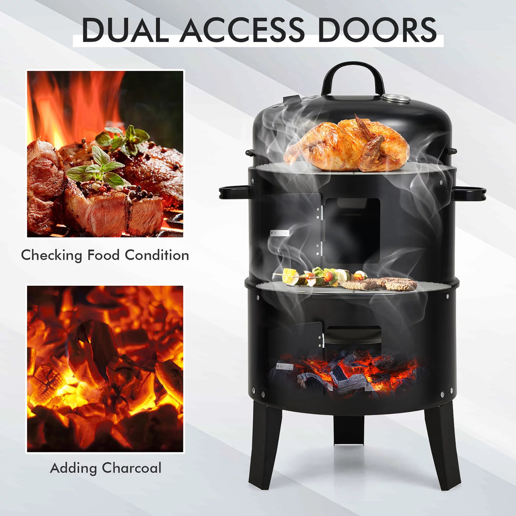 Charcoal Smoker Grill with Detachable 2 Layer C416