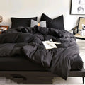 Cotton Blend 5 Pieces Bed In A Bag Down Alternative Comforter Set Black King Cal King C407