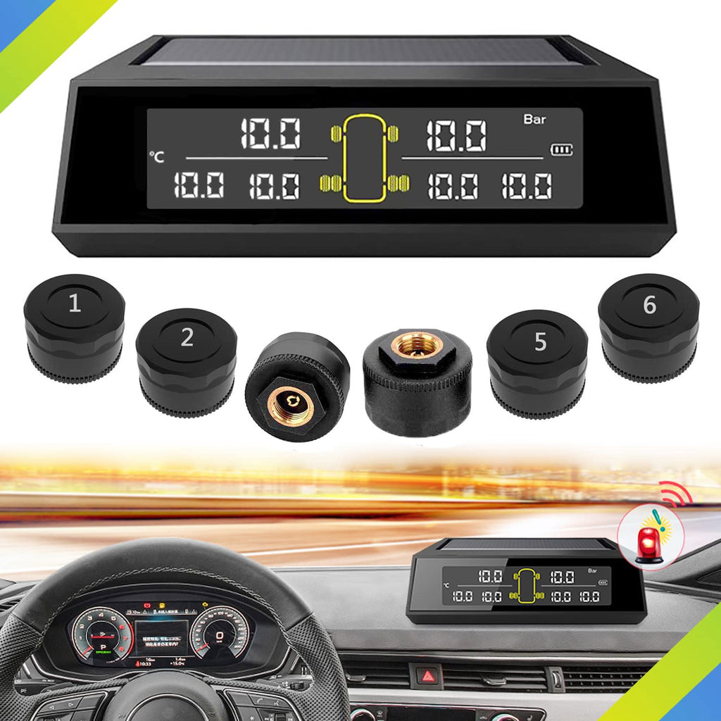 Wireless Solar Tire Pressure Monitoring System with 6 External Sensors B3134