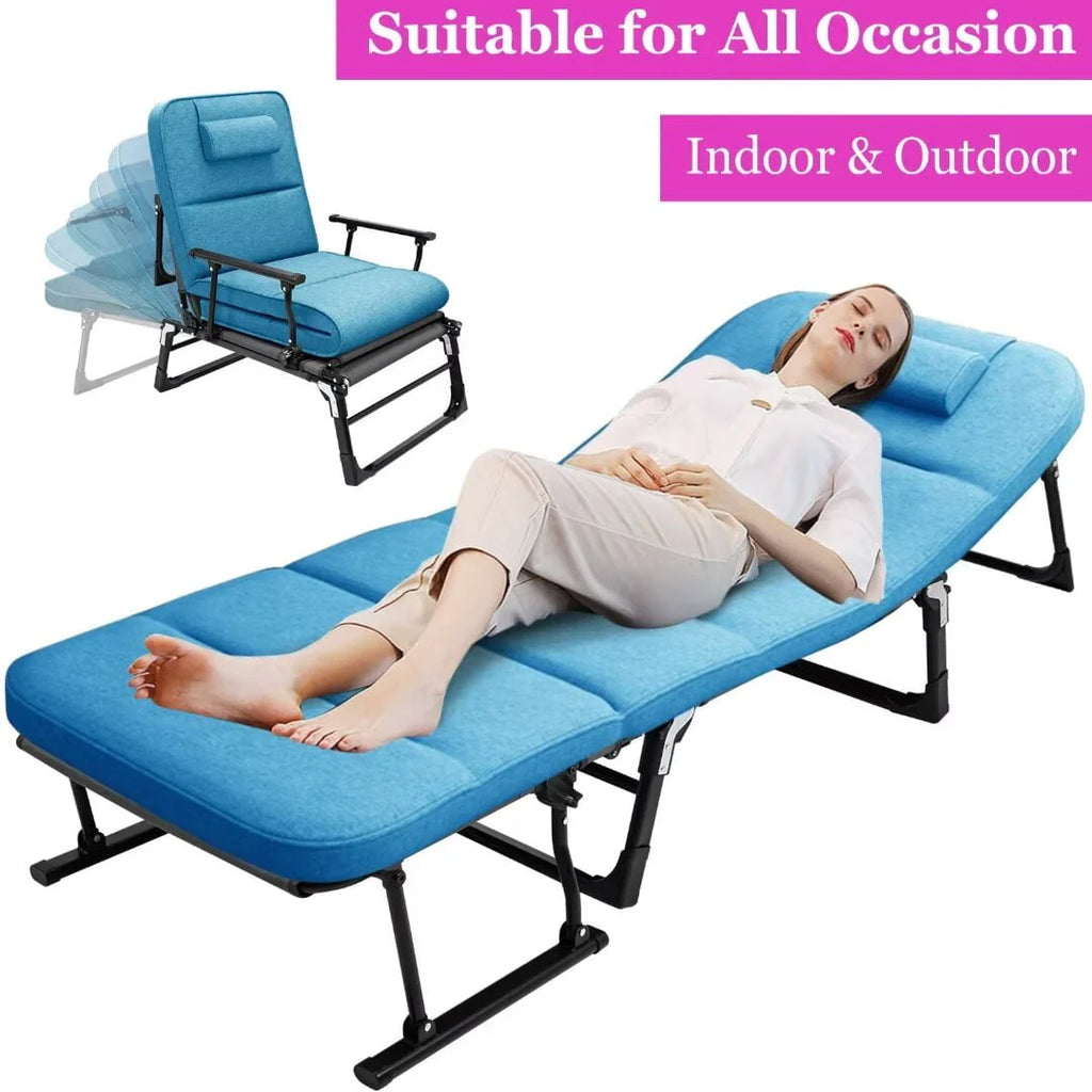 5-Fold Adjustable Folding Camping Cot with Pillow X143002