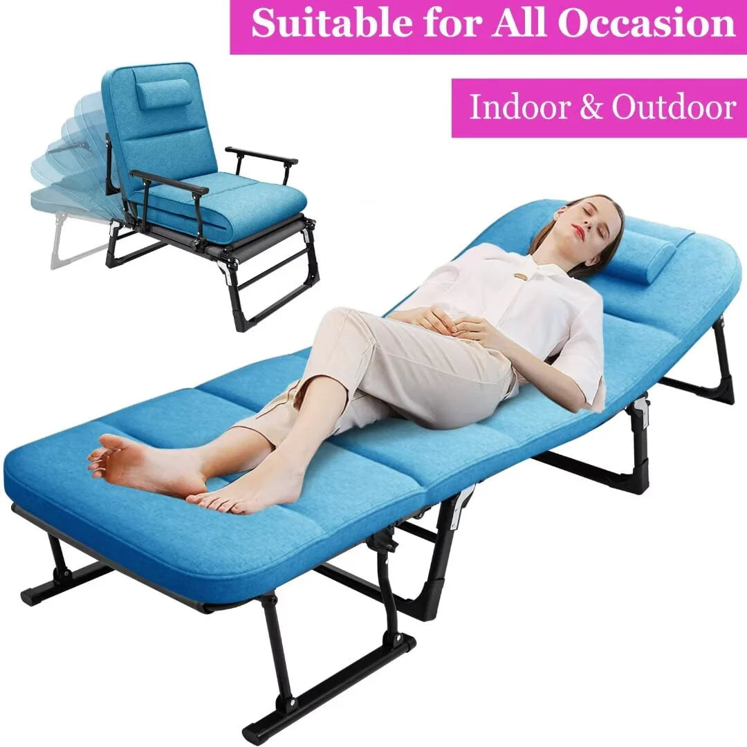 5-Fold Adjustable Folding Camping Cot with Pillow X143002