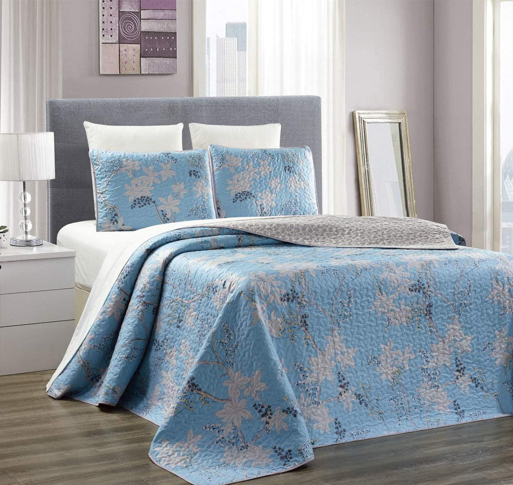 Oversize Reversible Quilt Set Cal King Size Bed Cover K283