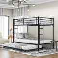 Black Metal Twin over Twin Bunk Bed with Trundle V3997