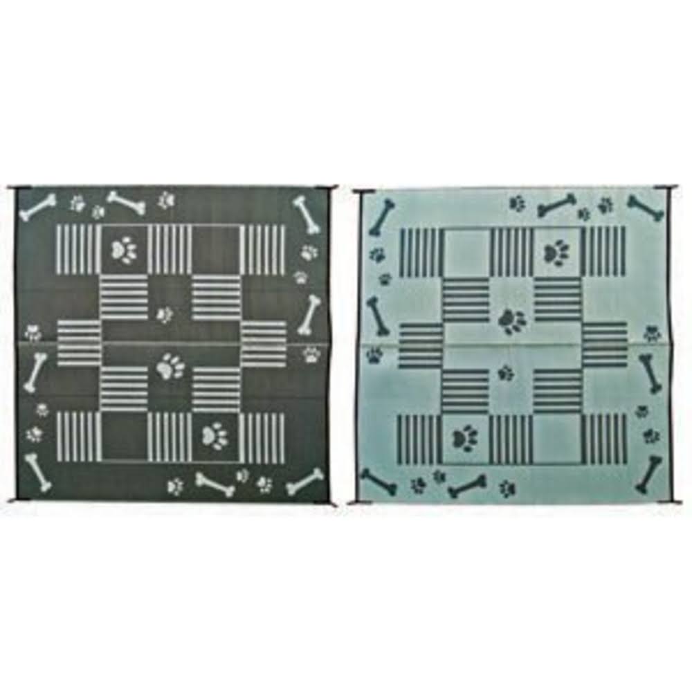 Black 9' x 9' Dog Paw Bone Mat T33938