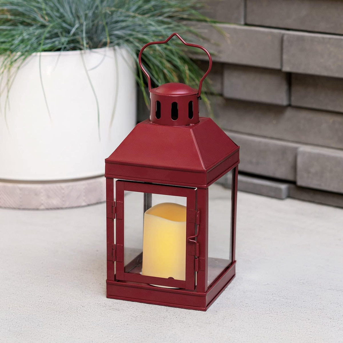 9 Inch Decorative Outdoor Lantern with LED Flameless Candle O388