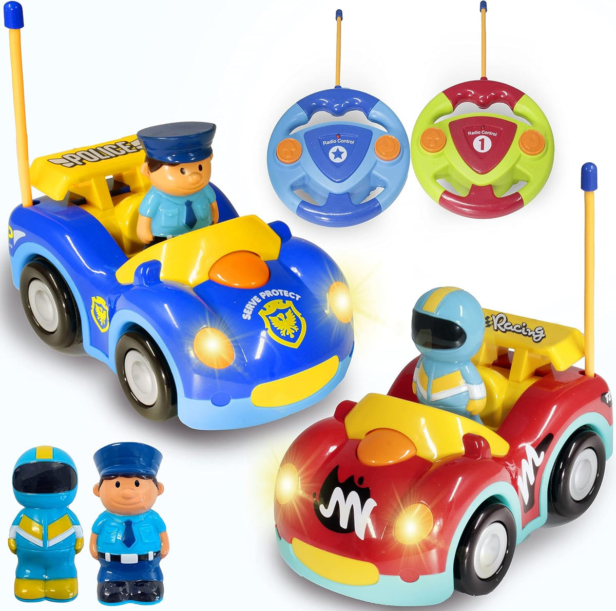 Remote Control Cartoon Race Car and Train Locomotive RC Toys, Pack of 2 Z57189