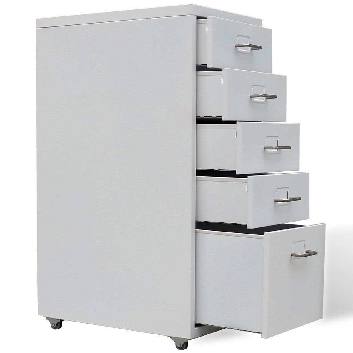 Metal Filing Cabinet with 5 Drawers Gray K77476