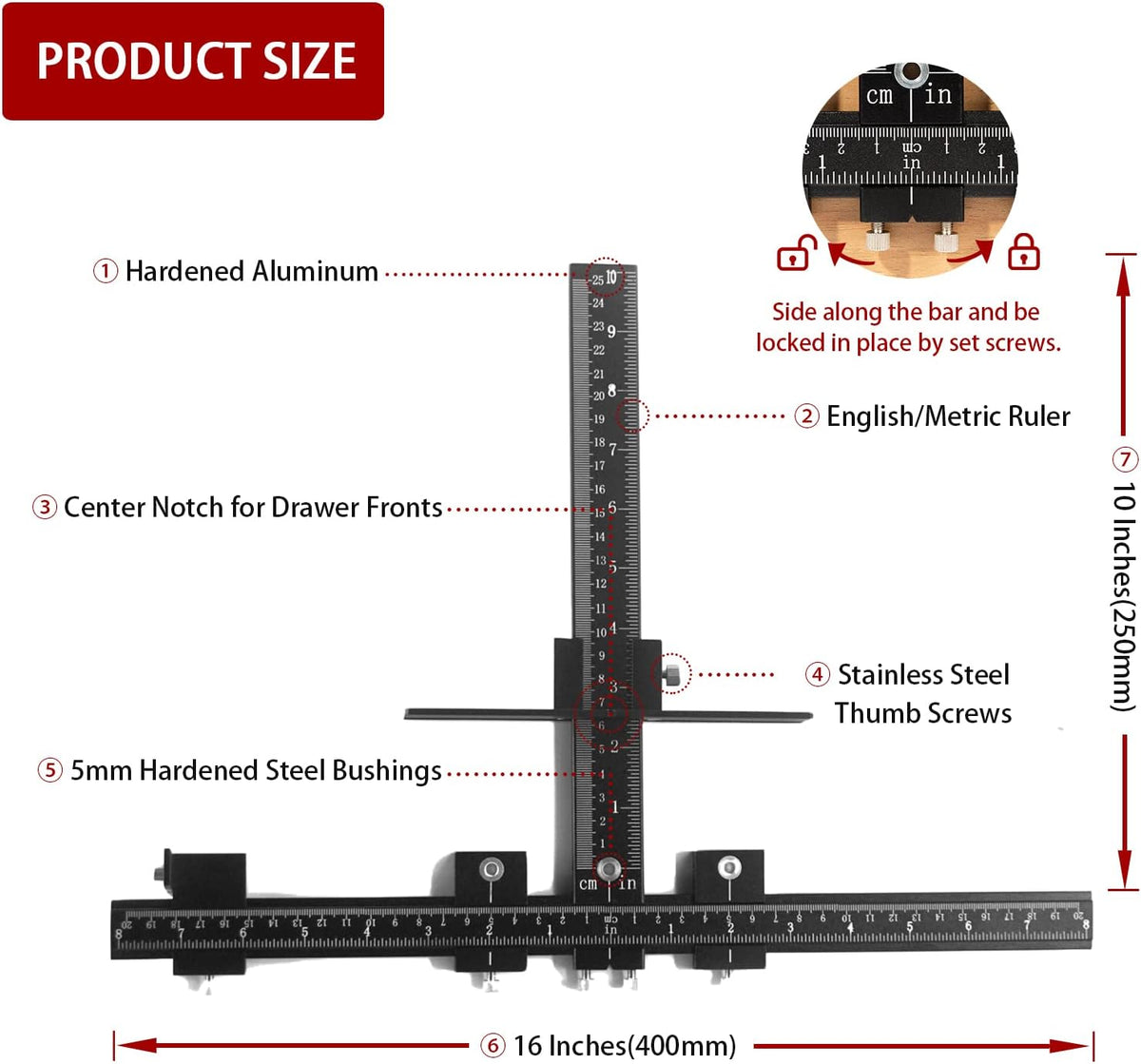 Cabinet Hardware Jig Tool Set Aluminum Alloy T4490