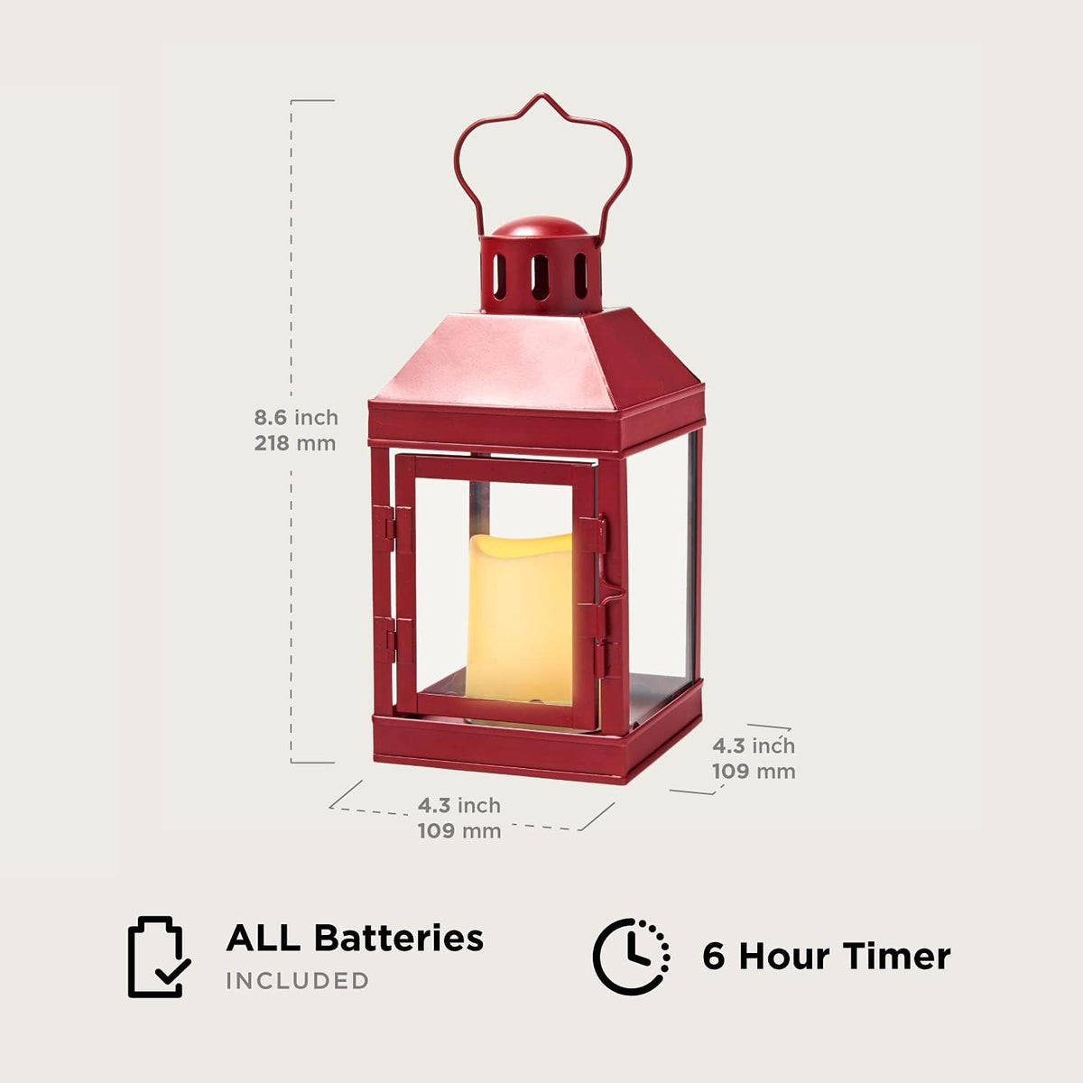 9 Inch Decorative Outdoor Lantern with LED Flameless Candle O388
