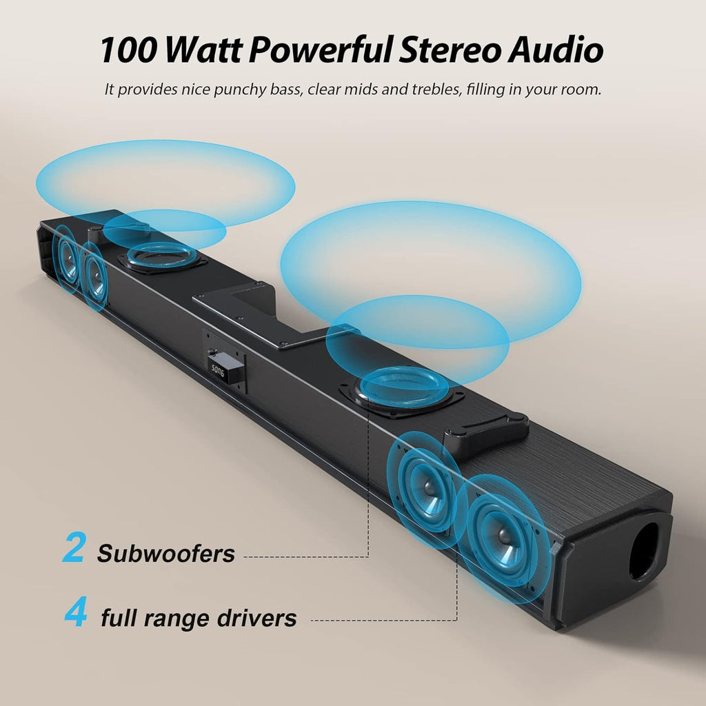 Soundbar with Built-in Dual Subwoofers, 6 Speakers, Bluetooth 5.0, HDMI ARC/Optical/AUX, 100W 2.1 X8625
