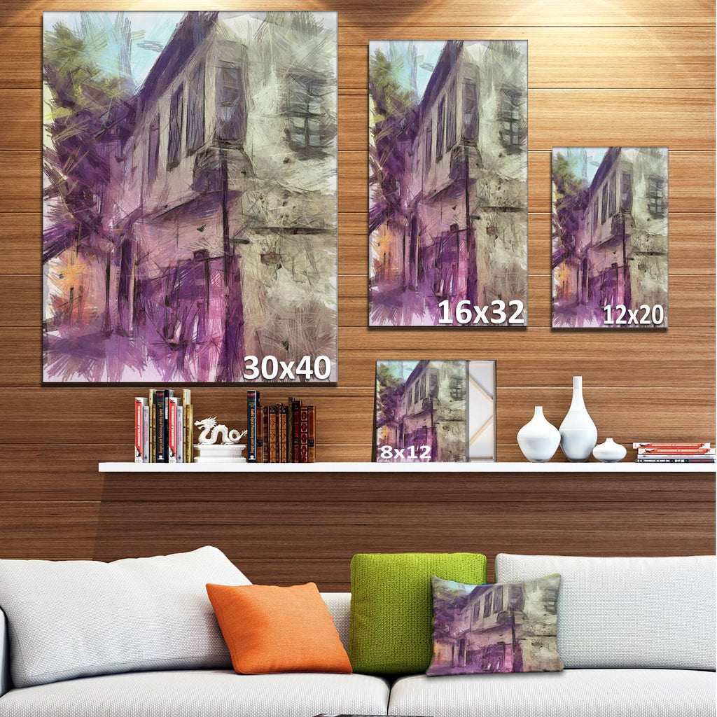Cityscape Watercolor Print on Canvas 16 in. Wide x 32 in. High R307342