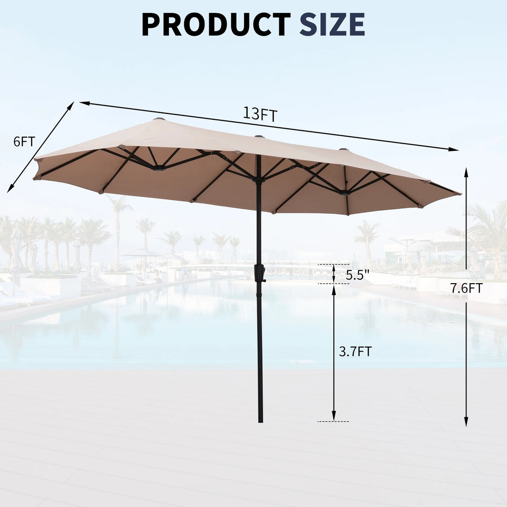 13 FT Patio Umbrella with Easy Crank, Dark Blue O618472