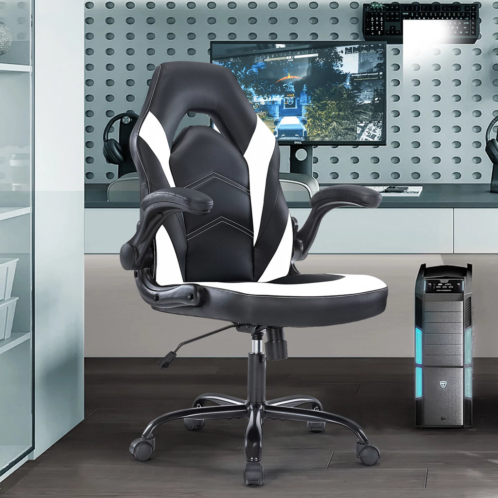 Black and White Ergonomic Office Chair with Lumbar Support E86309