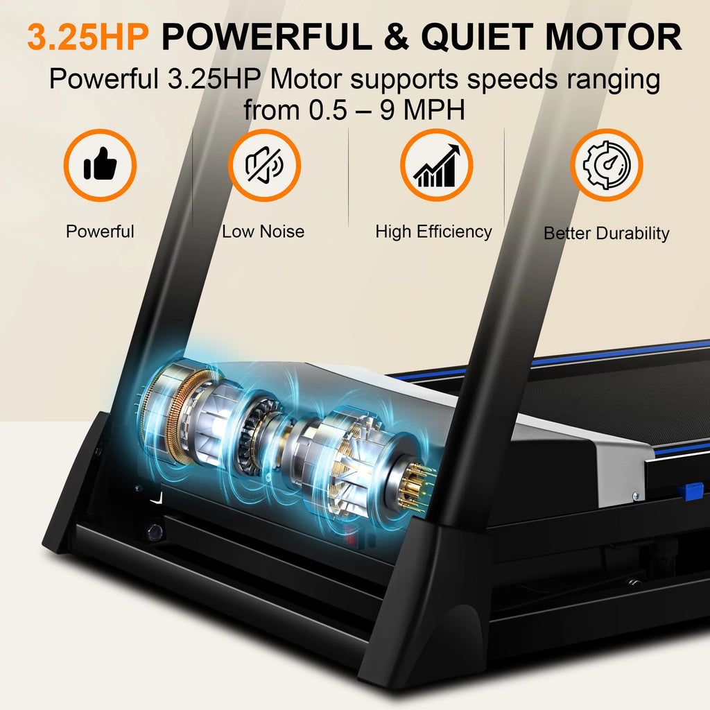 17'' Folding Treadmill with 15-Level Auto Incline, 3.25HP Motor, Black R99344