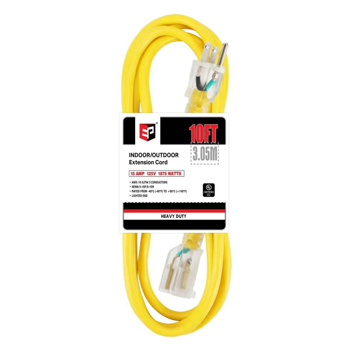 25 Ft 10/3 SJTW Yellow Outdoor/Indoor Extension Cord L263