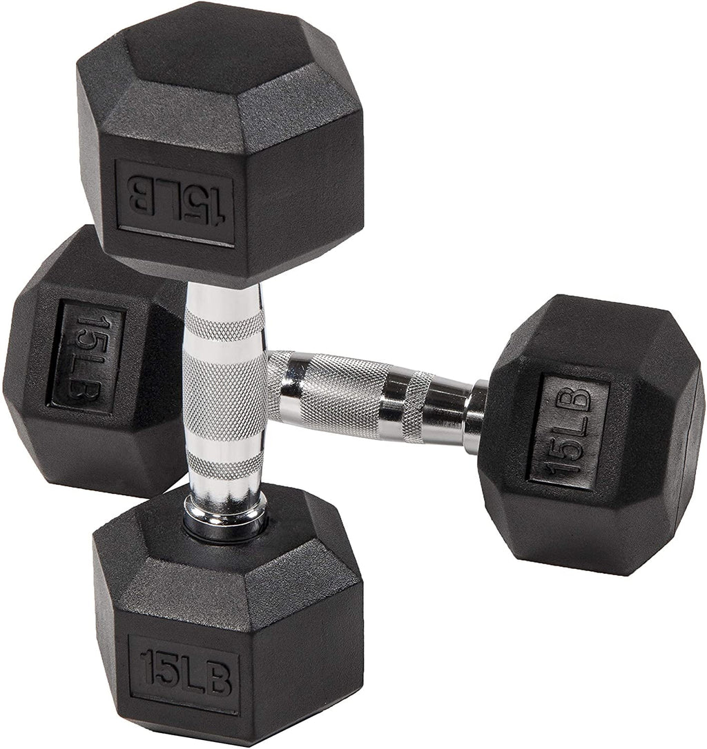 Rubber Encased Hex Dumbbells 20 Lbs. Pair C2026