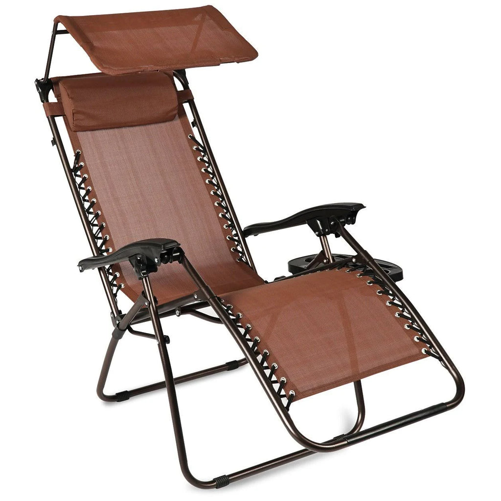 Zero Gravity Folding Chair with Canopy Brown Z481