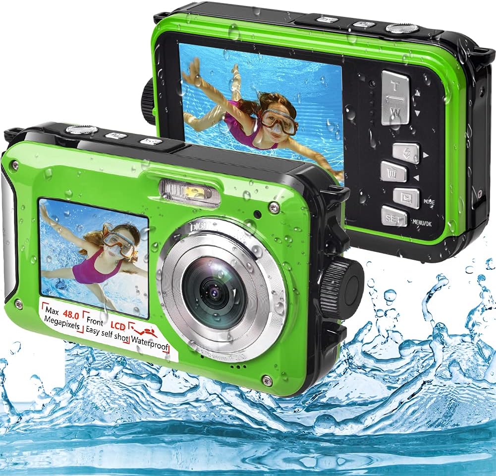 Waterproof Camera Full HD 2.7K 48MP Digital with Dual Screen Q4827