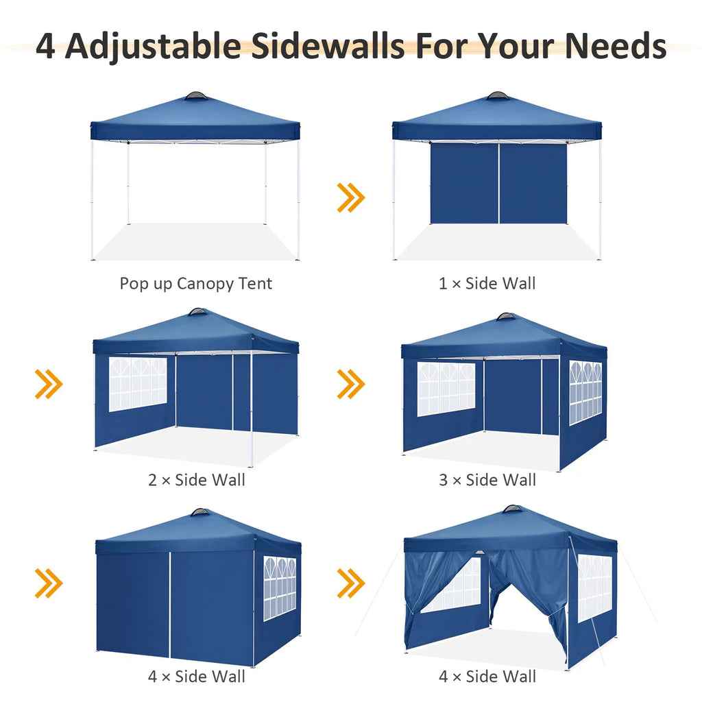 10'x10' Popup Canopy Tent with 4 Removable Sidewalls and Carry Bag X583771
