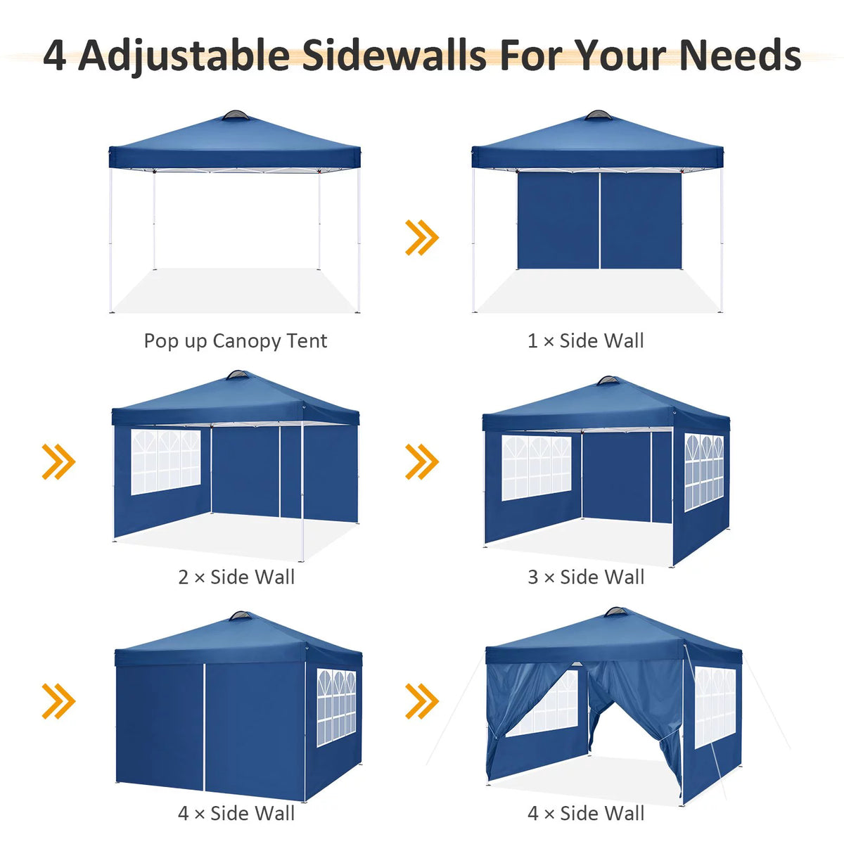 10'x10' Popup Canopy Tent with 4 Removable Sidewalls and Carry Bag X583771