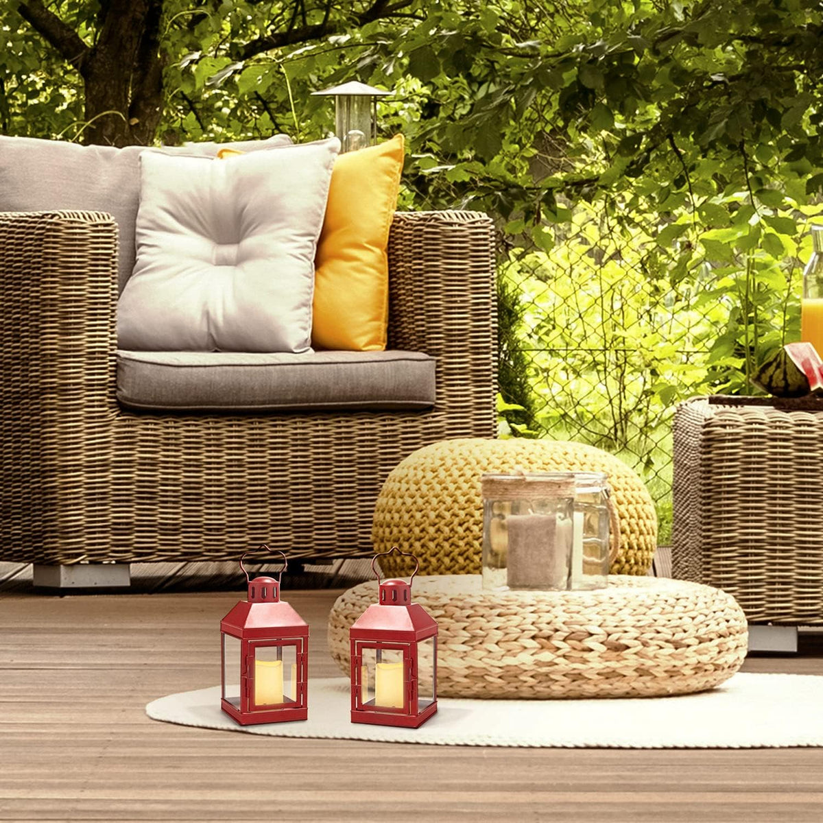 9 Inch Decorative Outdoor Lantern with LED Flameless Candle O388