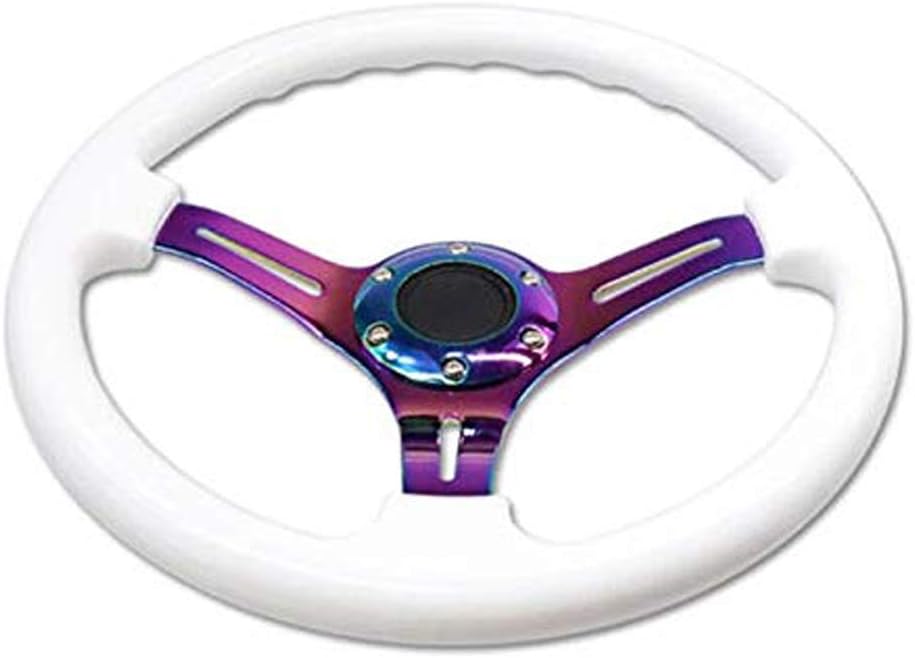14 inch Car Racing Steering Wheel Deep Dish ABS with Horn White O3705