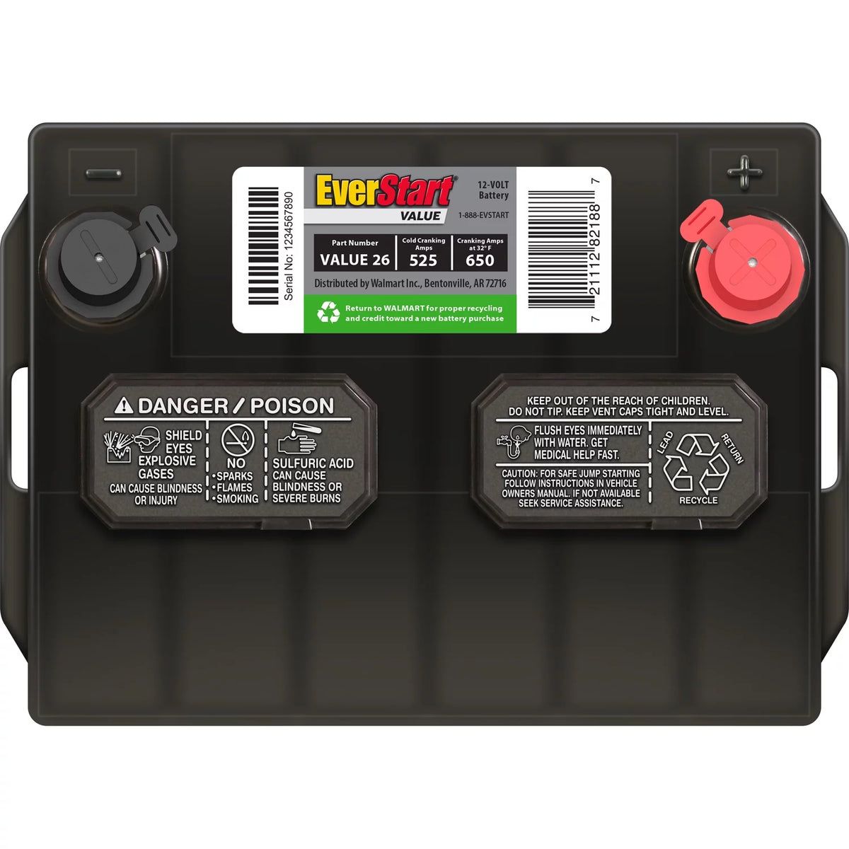 Lead Acid Automotive Battery Group Size 26 12 Volt 525 CCA O30178