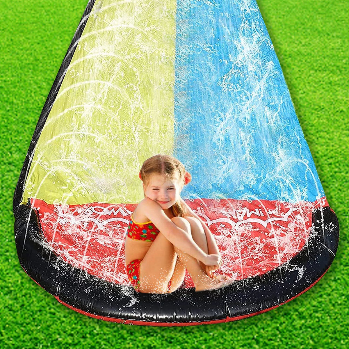 15.5Ft Inflatable Lawn Water Slide and Crash Pad A5521