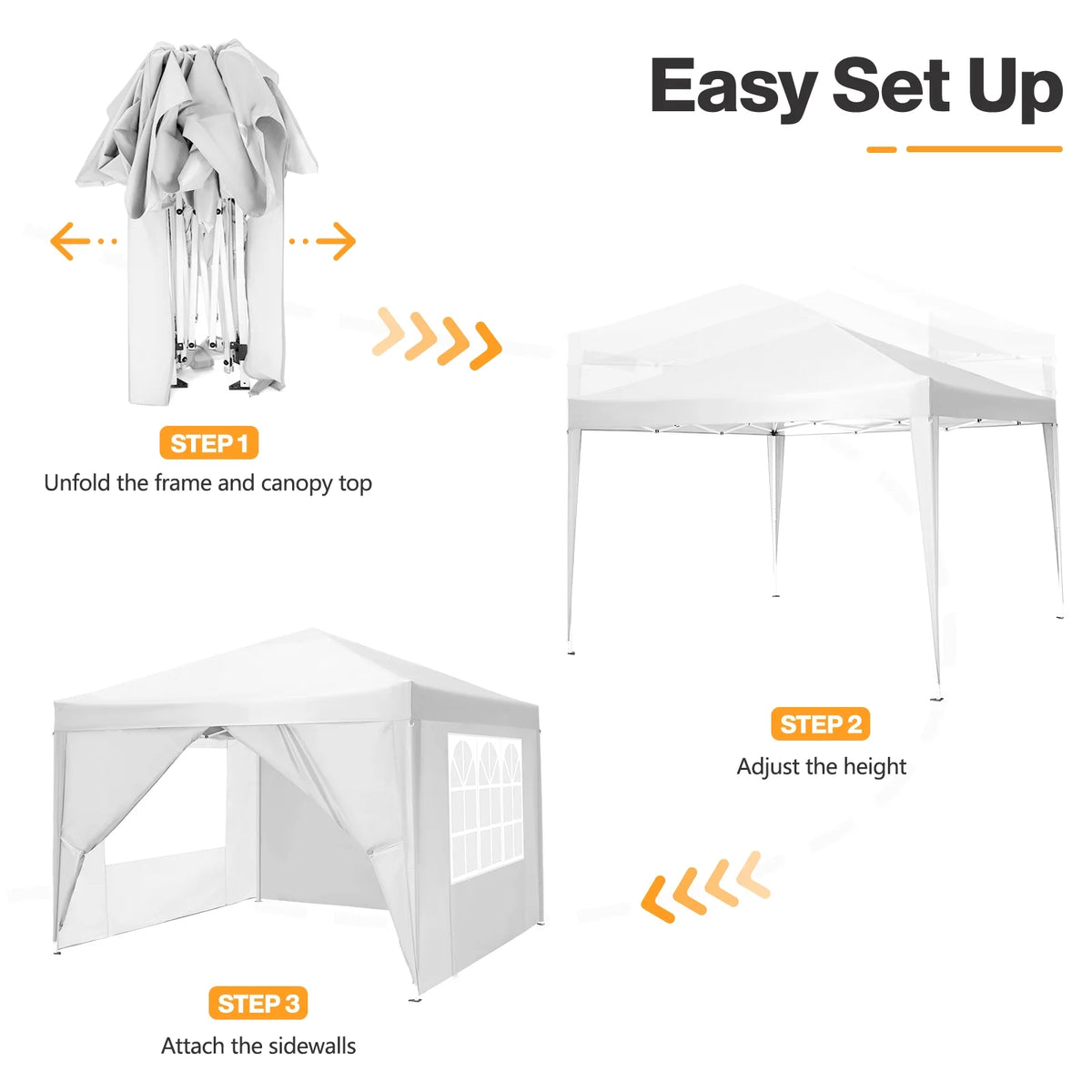10'x 10' Pop up Canopy with 4 Removable Sidewalls & Carrying Bag, White N841