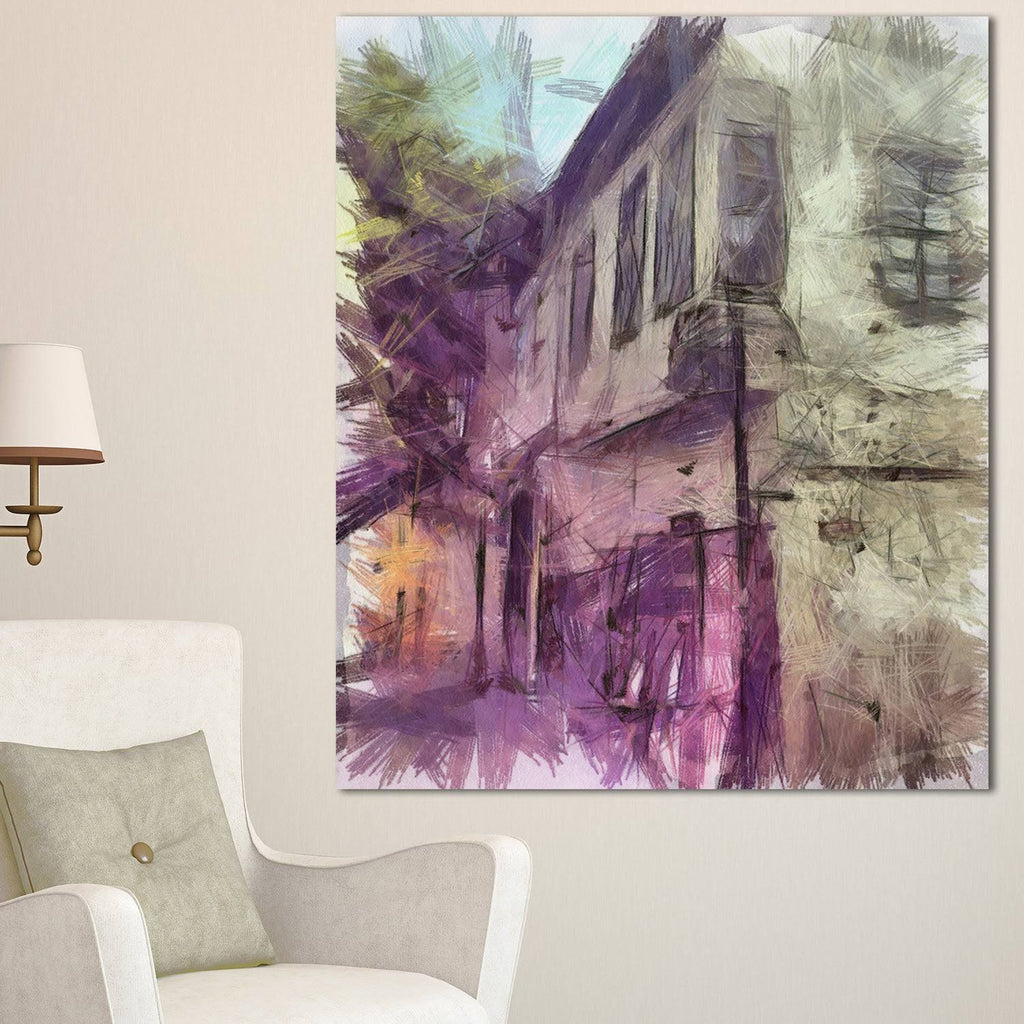 Cityscape Watercolor Print on Canvas 16 in. Wide x 32 in. High R307342