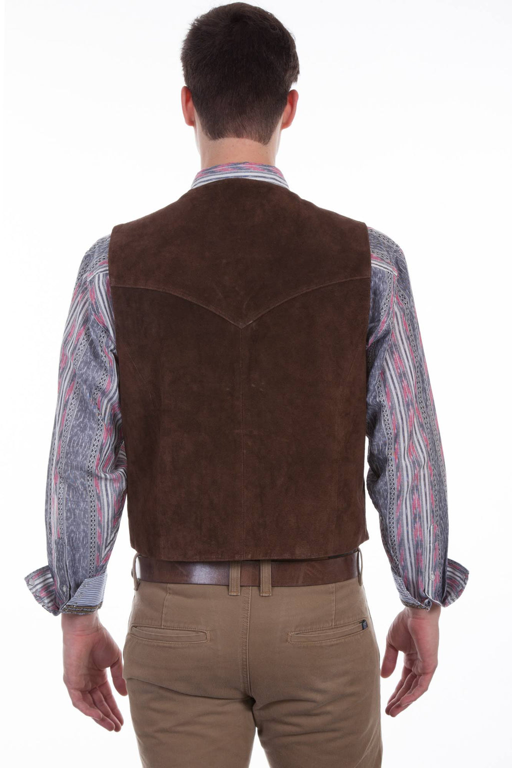 Brown Calf Suede Western Snap Vest U64764