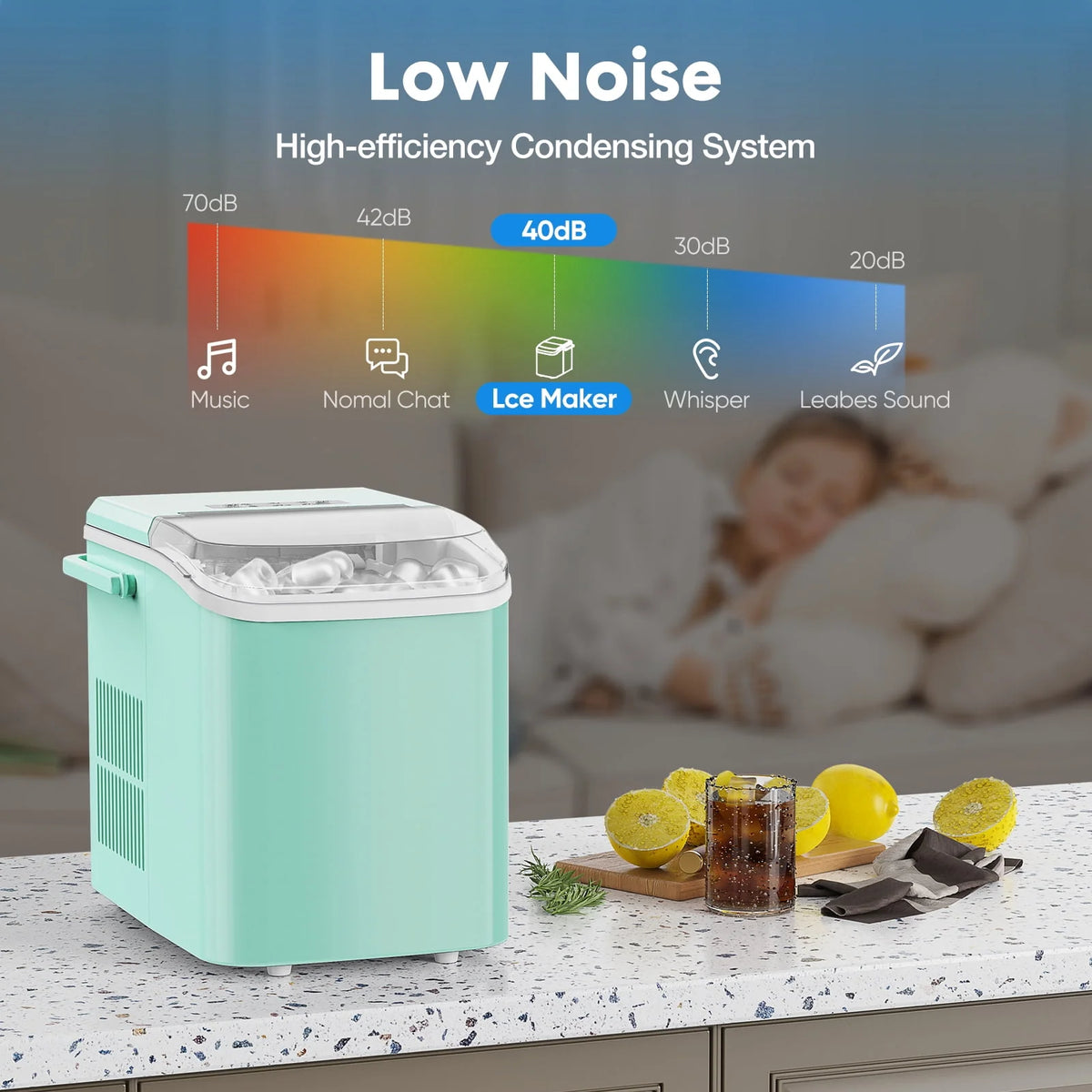 Black Portable Countertop Ice Maker with Handle and Ice Scoop X900815