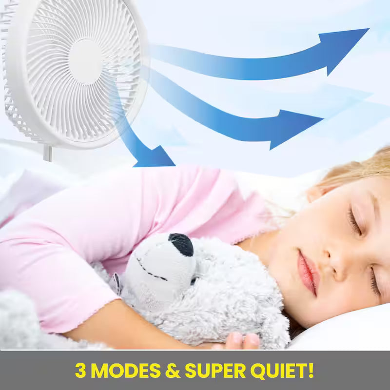 2-in-1 Adjustable Height Foldable Portable Rechargeable Floor and Table Fan M6463
