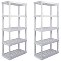 5 Shelf Plastic Shelving, 2 Pack, White, 750 lbs Capacity A94927