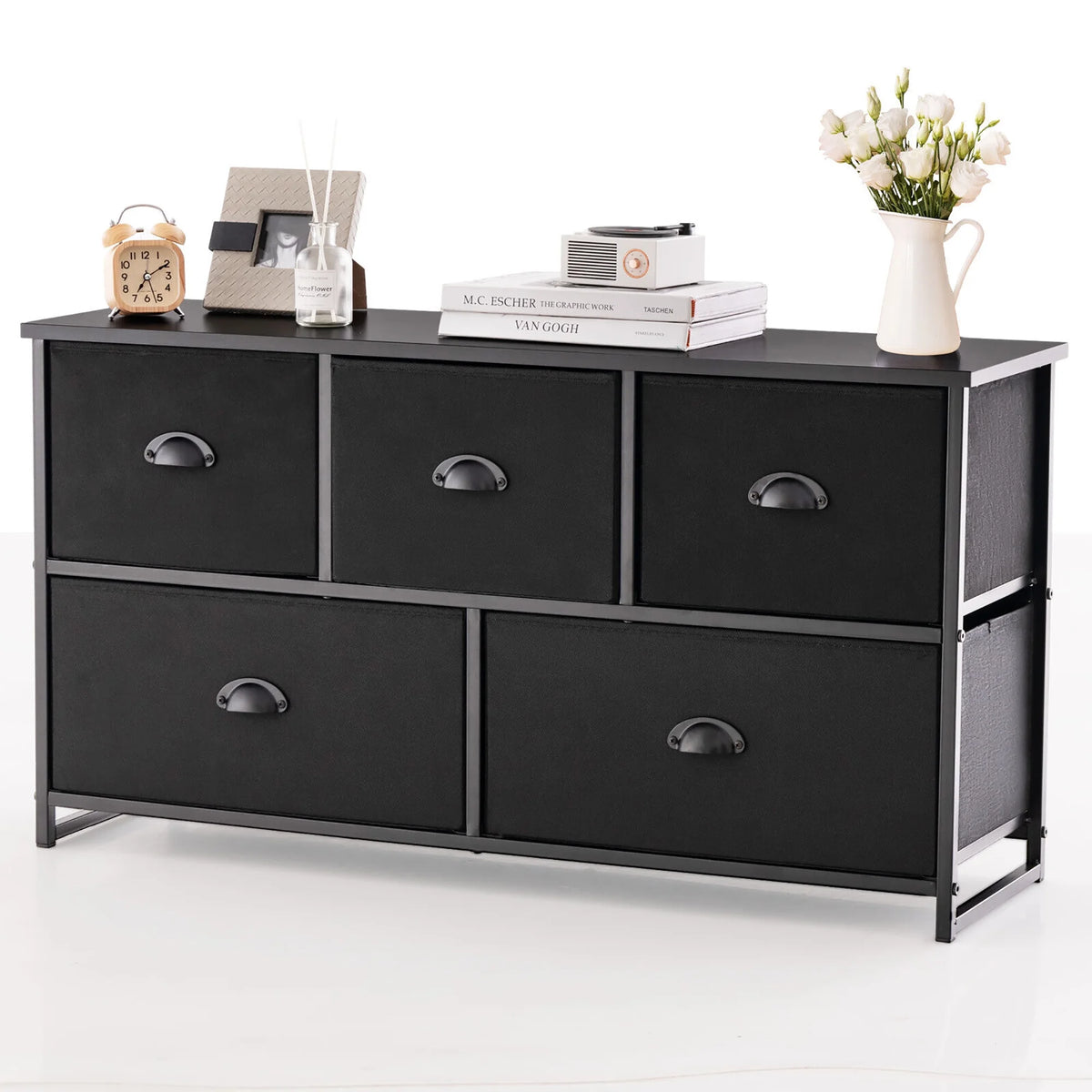 5 Drawer Dresser with Fabric Bins Q437818