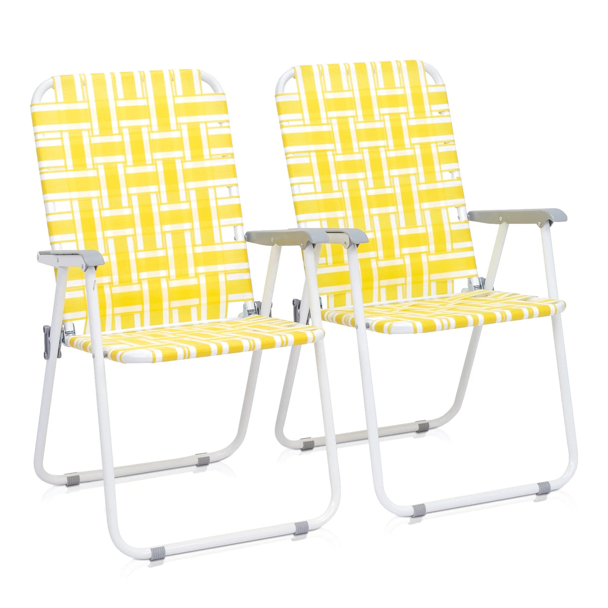 Yellow 2 Pack Folding Web Lawn Chair B86480