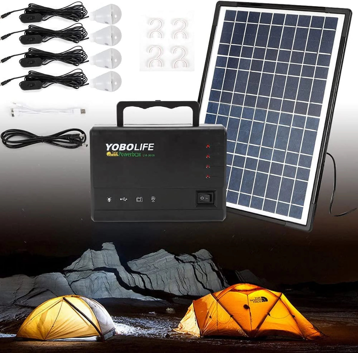 Portable Solar Generator with Solar Panel and LED Lights S39313