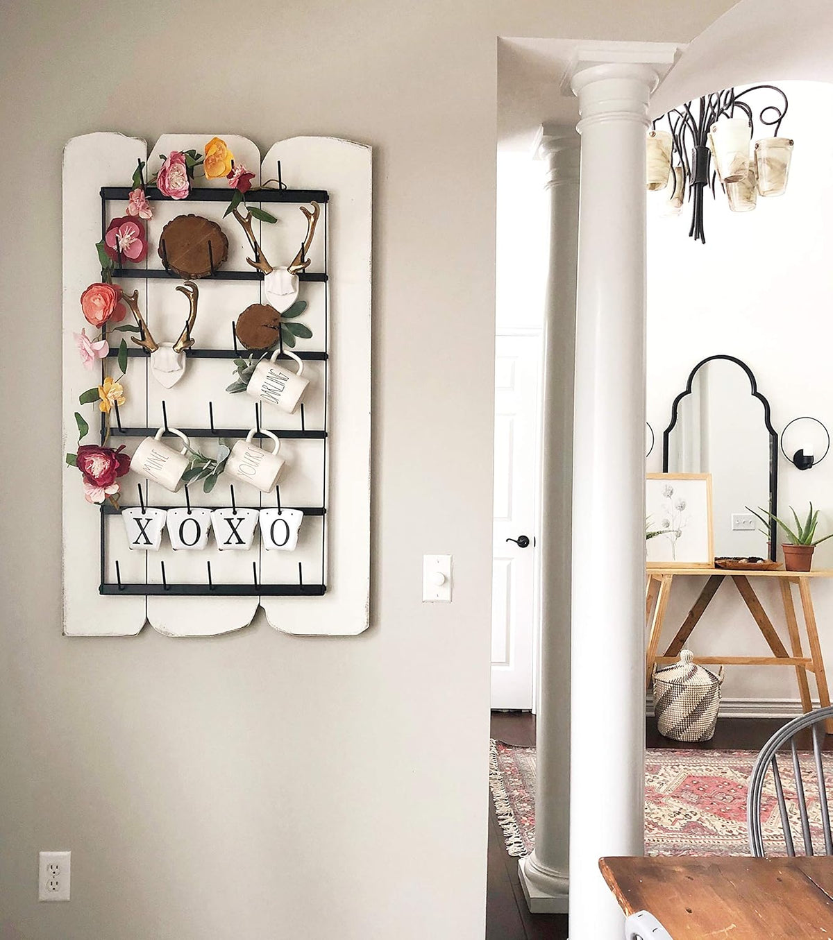 Wall Mounted Black Iron Coffee Mug Rack R839
