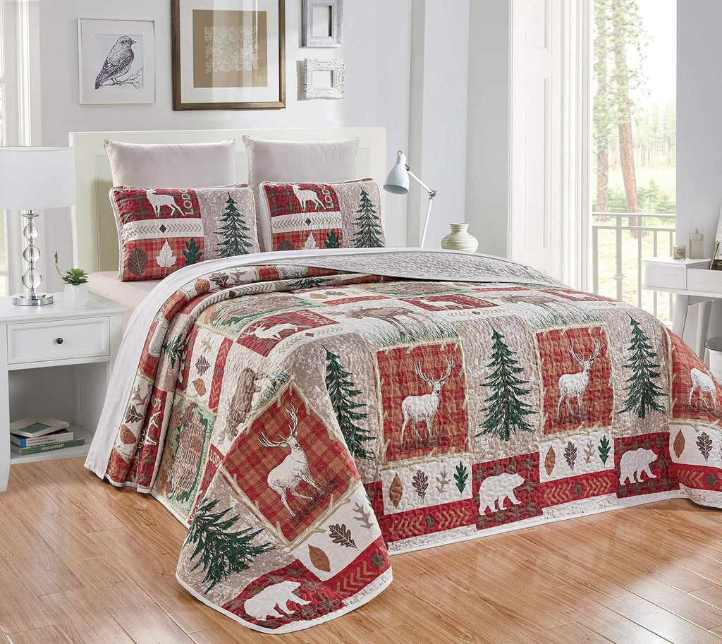 Oversize Reversible Quilt Set Cal King Size Bed Cover K283