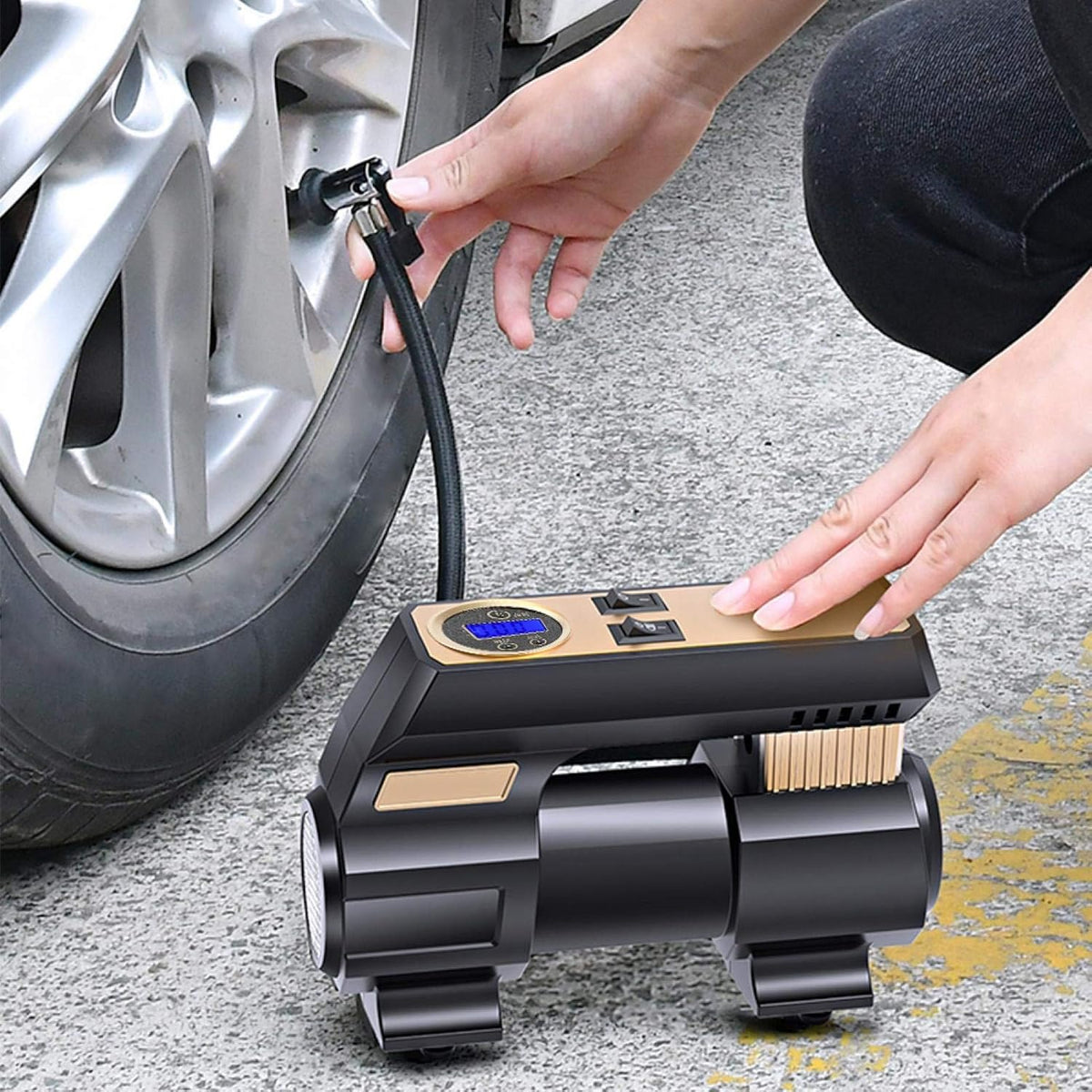 12V Portable Digital Tire Inflator with Light V3721