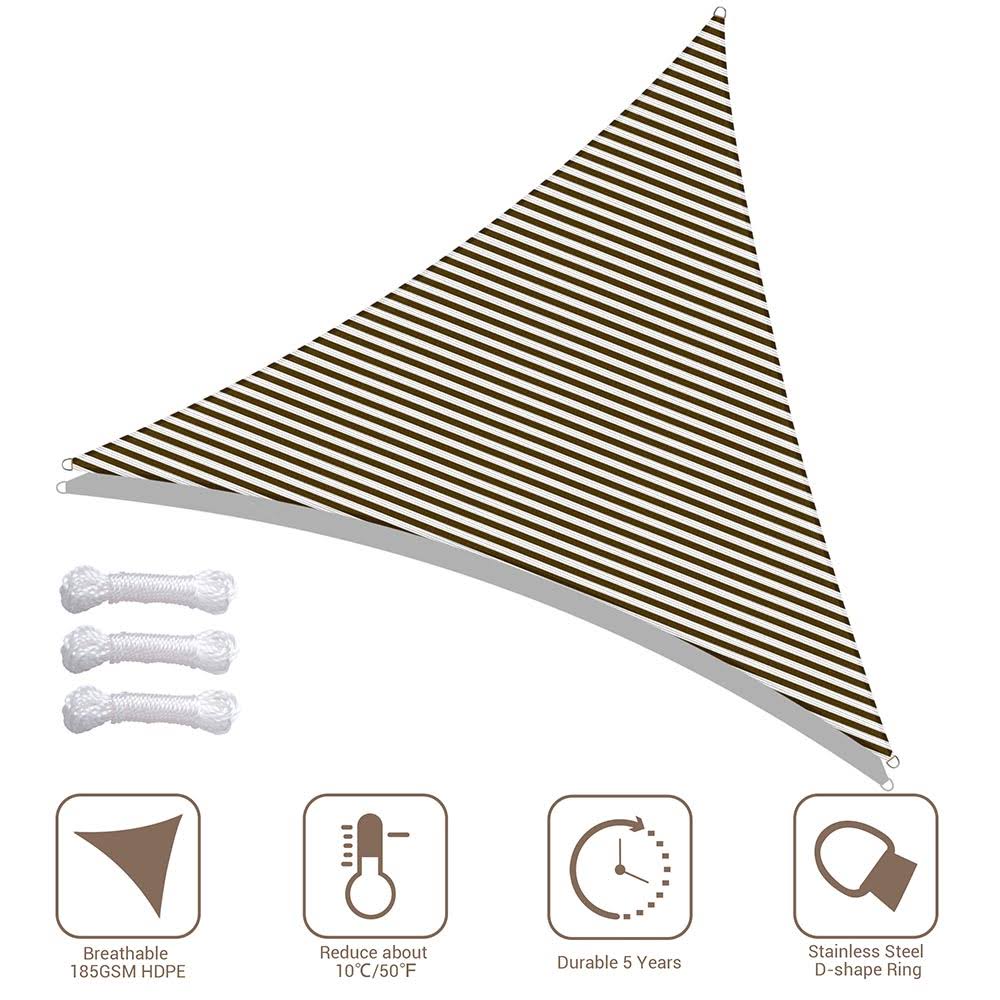 Brown White Triangle Sun Sail Shade Canopy J905893