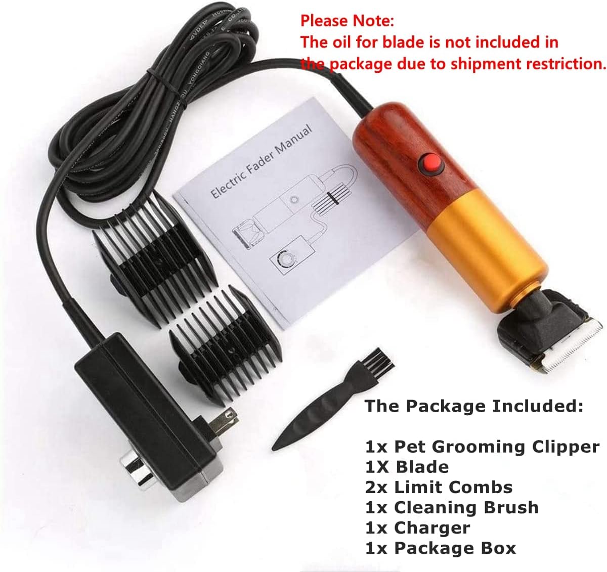 Low Noise Pet Grooming Clippers with 2 Comb Attachments Y11886