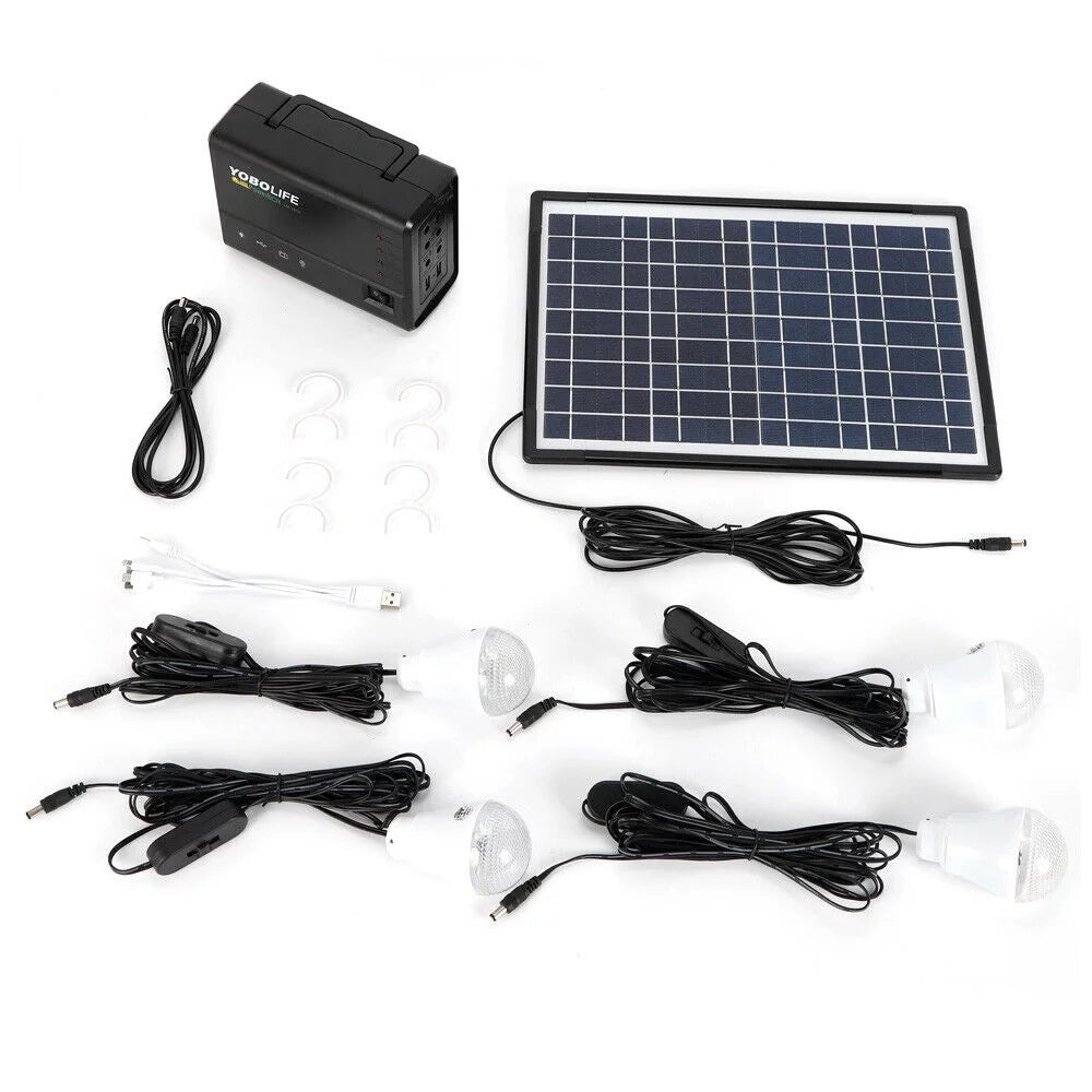 Portable Solar Generator with Solar Panel and LED Lights S39313