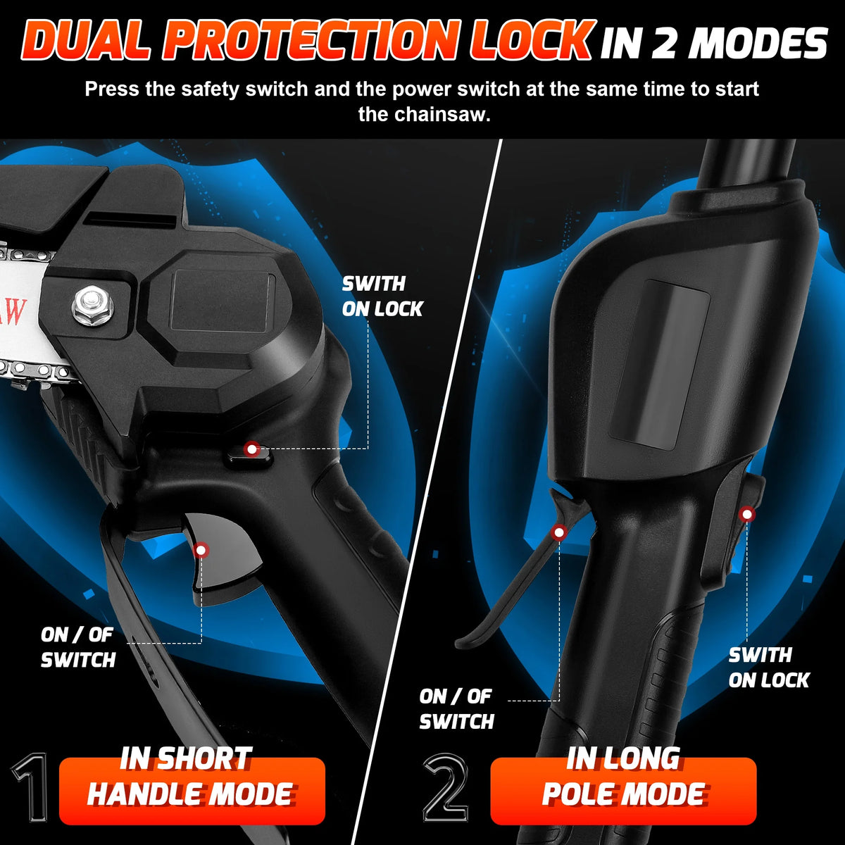 2-in-1 Cordless Pole Saw with 2pcs Batteries Y95783